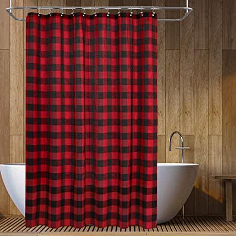 Amazon.com: shower curtain Buffalo Check Shower Curtain, Christmas Decor 2022, Red Shower Curtain, Plaid Shower Curtain, Holiday Bathroom, Camping Theme Classroom, Christmas Shower Curtains, Christmas Shower, Park Designs