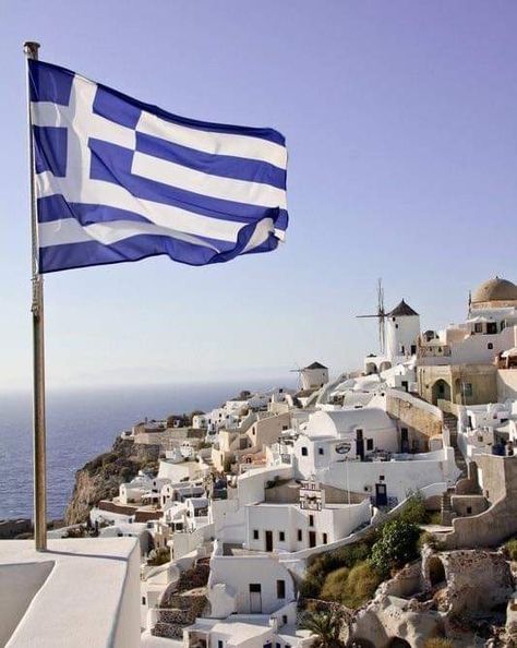 Greece Flag Aesthetic, Greek Flag Aesthetic, Grecia Aesthetic, Summer Aesthetic Greece, Greece Houses, Santorini Greece Aesthetic, Athens By Night, Greece Girl, Aesthetic Greece