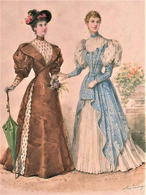 1892 Fashion Plate, 1890 Fashion, Gilded Age Fashion, Edwardian Dresses, Belle Epoque Fashion, 1899 Fashion, Victorian Dresses, Victorian Era Fashion, 1880s Fashion