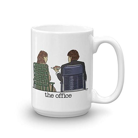 The Office Jim and Pam Roof Date White Mug - 15 oz. - Official Coffee Mug The Office Serie, Office Jim And Pam, The Office Jim And Pam, Jim And Pam, The Office Mugs, The Office Jim, Jim Pam, The Office Show, Office Memes