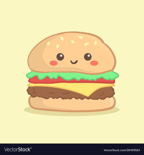 be as happy as a hamburger Cute Hamburger, Burger Cartoon, Burger Food, Food Cartoon, Shrinky Dink, Kawaii Doodles, Cartoon Drawing, Kawaii Art, Polymer Clay Crafts