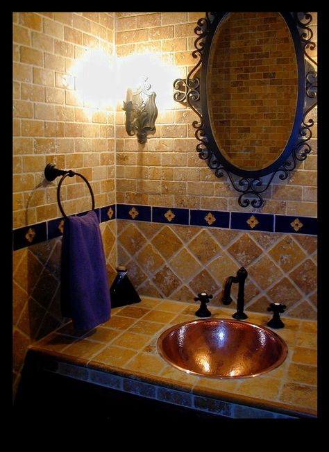 Spanish Restroom, Southwestern House, Restroom Ideas, Tile Bathrooms, Mexican Bathroom, Hacienda Homes, Saltillo Tile, Tile Showroom, Tile Manufacturers