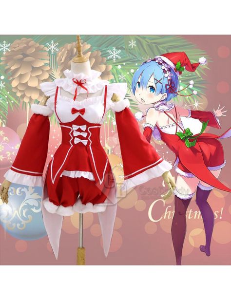 Re: Life in a different world from zero Rem Remu Christmas Dress Cosplay Costume Santa Suits, Maid Dress, Fancy Party, Re Zero, Christmas Costumes, Red Outfit, Costume Outfits, Set Outfit, Winter Colors