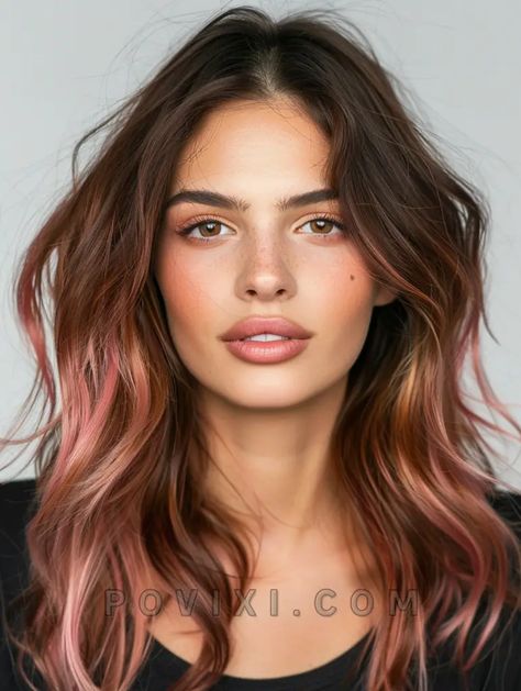 32 Trendsetting Balayage for Dark Brown Hair Styles for 2024: From Subtle Ash to Bold Blond Medium Brown Hair With Red Highlights, Dark Brown Hair Styles, Balayage For Dark Brown Hair, Rose Gold Hair Balayage, Brown Hair Styles, Rose Gold Hair Brunette, Gold Balayage, Rose Gold Balayage, Red Blonde Hair