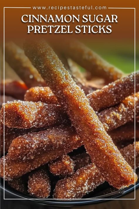 These sweet and crunchy Cinnamon Sugar Pretzel Sticks are the perfect balance of salty and sweet. Coated in a warm cinnamon sugar mixture, they make for an irresistible snack, perfect for any occasion! Coated Pretzels, White Pretzels, Cinnamon Sugar Pretzels, Pretzel Sticks, Soft Pretzels, Recipe Community, Party Recipes, Breakfast Treats, Desserts Recipes