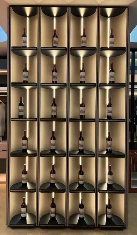 Bar Alcohol Display, Small Store Ideas, Luxury Liquor Display, Luxury Wine Cabinet Design, Wine Display Restaurant, Home Bar Designs Luxury, Restaurant Bar Bottle Display, Wine Shelf Restaurant, Wine Cabinet Design