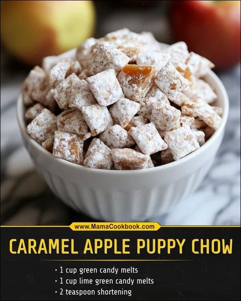 Best Muddy Buddy Recipe, Caramel Apple Snacks, Muddy Buddy Recipe, Caramel Apple Treats, Puppy Chow Ingredients, Slow Cooker Beef Brisket, Cranberry Brie Bites, Chocolate Chex, Cinnamon Cereal