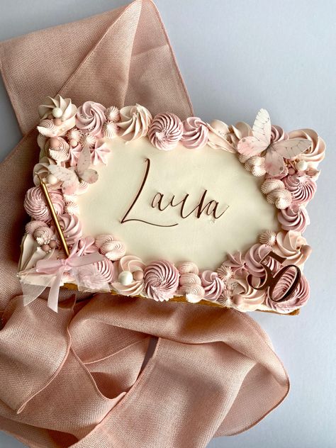 Rose Gold Sheet Cake Birthday, Rose Gold Sheet Cake, Square Cake Birthday, Birthday Sheet Cake For Women, Sheet Birthday Cakes, Rectangular Cake Designs, Pink Square Cake, Rectangular Birthday Cake, Full Sheet Cake Designs