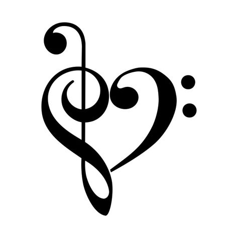 Music Heart Tattoo, Treble Clef Heart, Treble Clef Tattoo, Beautiful Tattoo Designs, Music Notes Tattoo, Music Notes Art, Heart Music, Music Heart, Not Musik