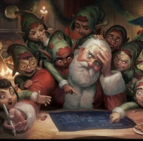 Santa Claus Pictures, Santa Paintings, Santa Claus Images, Santa Art, Elf Art, Gift Wraps, Holiday Images, Santa's Elves, Picture Illustration