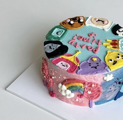 Adventure Time Birthday Cake, Cake Adventure Time, Adventure Time Cake, Adventure Time Birthday Party, Adventure Time Cakes, Adventure Time Birthday, Pastel Cupcakes, Making Cakes, Funny Birthday Cakes