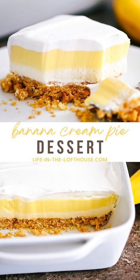 Banana Cream Pie Dessert, Banana Cream Pie Cake, Creamy Banana Pudding, Lush Desserts, Instant Banana Pudding, Vanilla Wafer Crust, Oreo Desserts, Banana Cream Pudding, Banana Cream Pie Recipe