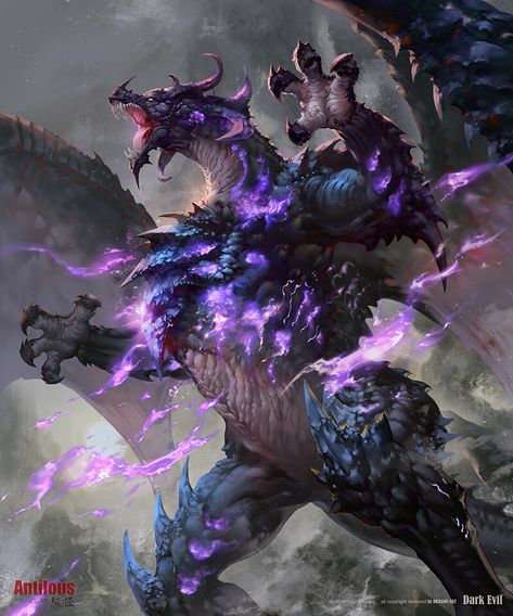 ArtStation - Dragon_Dark Evil, Antilous chao Fantasy Dragon Art, Evil Dragon, Dark Evil, Legendary Dragons, Mythical Dragons, Dragon Artwork Fantasy, Beast Creature, Dragon Warrior, Fantasy Beasts