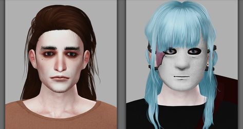 Sally Face set | MAGIC-BOT on Patreon FREE Cyberpunk Male, Sims 4 Anime, Skin Details, David Sims, Sims 4 Mm Cc, Male Hair, Sims 4 Expansions, Sims Building, Sims 4 Mm