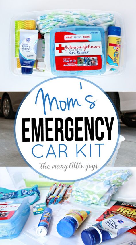 Moms have to be prepared for anything, right? This easy-to-make emergency car kit will give you peace of mind while you're out adventuring with your kids. Emergency Car Kit, Car Emergency Kit, Pregnancy Info, Healing Ointment, First Cars, Baby Kicking, Pumping Moms, Baby Sleep Problems, Car Kit