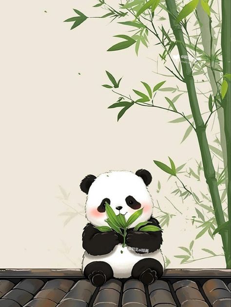 Panda Art Wallpaper, Panda Profile Pictures, Bamboo Drawing, Cartoon Pets, Collage Photo Frame Design, Chinese Panda, Panda Family, Frog Wallpaper, Glittery Wallpaper