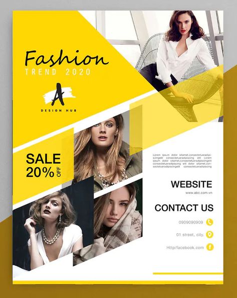 Fashion Flyer Design Template. 8.5x11 in (US letter size). AI and EPS file. Adobe Illustrator. Fashion Design Flyer Inspiration, Boutique Flyer Design, Shape Animation, Flyers Ideas, Free Flyer Design, Exhibition Graphics, Kids Catalogs, Fashion Flyer, Flyers Template