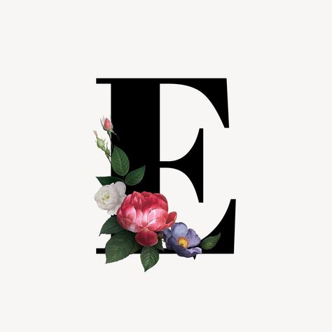 Classic and elegant floral alphabet font letter E | free image by rawpixel.com / manotang E Floral Letter, Handwritten Letter Aesthetic, Letter E Design, E Font, Floral Monogram Letter, Floral Font, Stylish Alphabets, Alphabet Font, Floral Alphabet