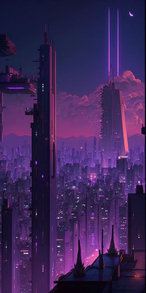 Anime Cityscape, Cyberpunk, At Night, Cityscape, The City, To Share, Photography, Anime, Art