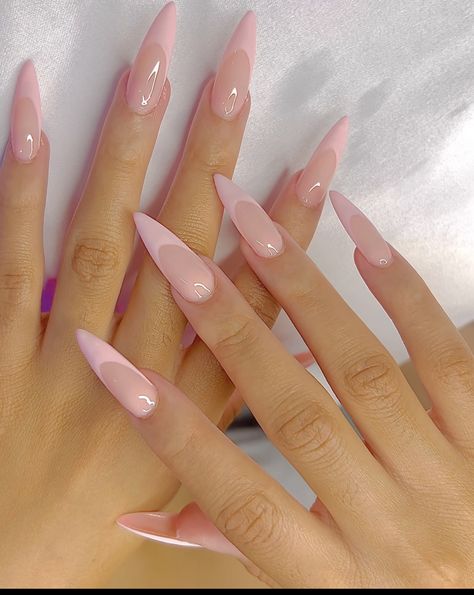 Pink French Tips, Long Almond Nails, Pink Tips, Wow Nails, Pink French, Classy Acrylic Nails, French Tips, Pink Acrylic Nails, Fire Nails