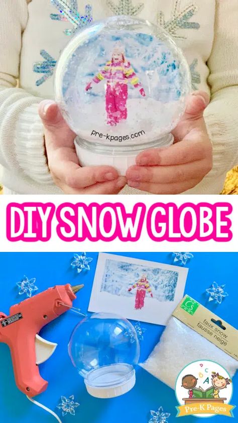 Winter Craft Preschool, Making Snow Globes, Snow Globe For Kids, Waterless Snow Globe, Homemade Snow Globes, Christmas Snowglobe, Winter Theme Preschool, Snow Globe Crafts, Christmas Preschool