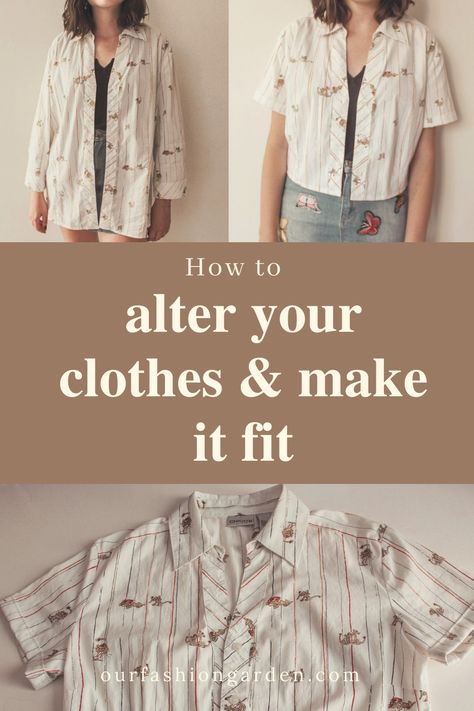 Altering Thrift Store Clothes, How To Restyle Old Clothes, Sewing My Own Wardrobe, Clothing Alterations Refashioning, Repurpose Button Down Shirt, Clothing Alterations, Upcycle Tshirt Refashioning, Fashion Upcycling, Altering Clothes Bigger