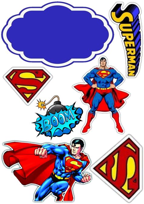 Superman Printable Topper, Superman Stickers Printable, Superman Cake Topper Printable, Superman Topper, Superman Cake Topper, Superman Cake, Superman Characters, Superman Party, Superman Cakes