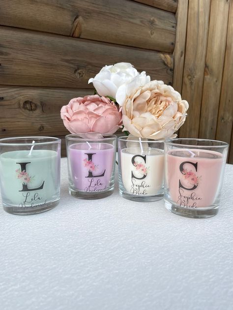 Personalised Small Candle Initial Design with your chosen wording. Wording can cover three lines. Candles can be personalised with your chosen wording. Please ensure that you input the details as you would like them to appear for each candle in the personalisation box. Each candle container measures 7cm in height   available in 4 different colours and scents  Ivory / scent - Fresh Cotton  Lavender / Scent - Lavender  Sage / Scent - Ocean  Dusky Pink / Scent - Rose  Perfect wedding, birthday, bridesmaid proposal, teacher, anniversary gifts. ----------------------------- Personalised Candle - Scented Candle - Personalised Gift - Bridesmaid gift - birthday gift - wedding gift - candle - bridal party gifts - wedding 2023 Wedding Gift Candle, Cotton Lavender, Bridal Candles, Candle Wedding Gift, Initial Design, Gift Candle, Handcrafted Candles, Lavender Sage, Candle Party