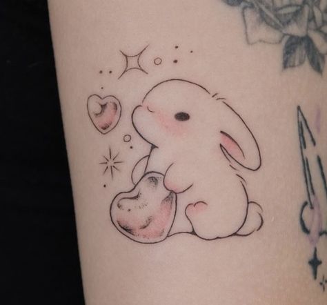 Hello Kitty Tattoo Design, Kawaii Tattoos, Disney Thumper, Cute Animal Tattoos, Bunny Tattoo, Colorful Tattoo, Small Girly Tattoos, Shop Tattoo, Petit Tattoo