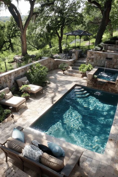 French Country Pool, Country Pool, Modern Victorian Homes, Dream House Garden, Old Money House, Patio Decor Ideas, Italian Farmhouse, Dream Life House, Apartment Living Room Design