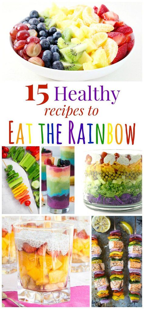 15 Healthy Recipes to Eat the Rainbow - fruits, vegetables, and more make these meals and snacks fun and nutritious! Rainbow Diet, Rainbow Desserts, Rainbow Fruit, Rainbow Food, Eat The Rainbow, Healthy Vegetables, Fruits Vegetables, Fruits And Veggies, Nutritious Meals