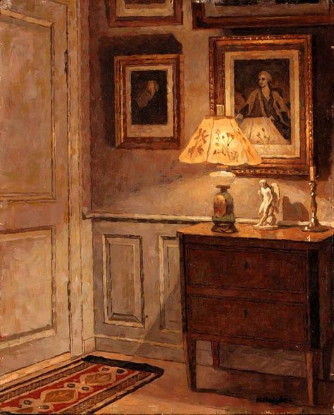 Niels Holsøe 'A Cozy Corner'  19th century | by Plum leaves Interior Paintings, Art Interiors, Cosy Corner, Arte Inspo, Beginner Painting, Classical Art, Cozy Corner, Old Art, Interior Art