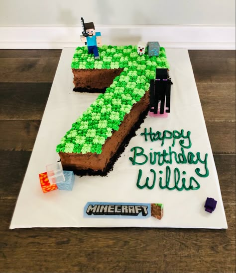 Minecraft number Birthday Cake Mind Craft Cakes For Boys, Mindcraft Cakes Diy, Birthday Cake Minecraft, Diy Minecraft Cake, Diy Minecraft Birthday Party, Cake Minecraft, Minecraft Cupcakes, Tårta Design, Cake Number