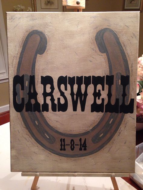 #rustic #canvas #handpainted #diy #western #painting #horseshoe #decor Western Painting Canvas, Rustic Art Painting, Art Projects For Adults, Canvas Diy, Western Paintings, Painting Canvases, Simple Canvas Paintings, Cute Canvas Paintings, Country Paintings