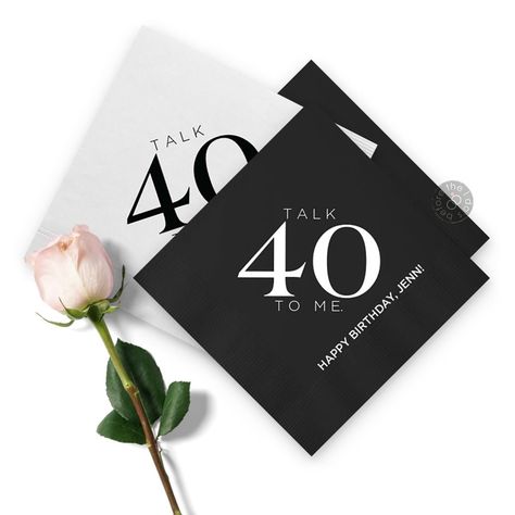 Talk 40 To Me Birthday, 40th Birthday Napkins, Hello Forty, Hello 40, Forty Birthday, 40th Birthday Party, Birthday Napkins, Custom Napkins, 40th Birthday Parties