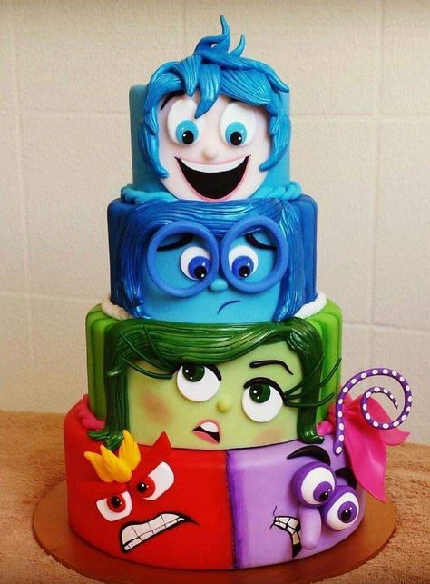 Inside Out Cake, Inside Out Party Ideas, Disney Birthday Cakes, 2 Birthday Cake, Funny Birthday Cakes, Crazy Cakes, Disney Cakes, Ideas Party, Birthday Cake Kids