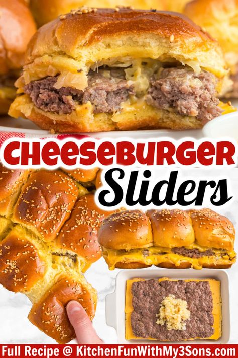 Baked Cheeseburger Sliders are a quick and easy meal for a busy weeknight or a tasty party appetizer. They are bursting with flavor and covered in melty cheese which is sure to please any crowd. Cheesy Burger Sliders, Cheese Burgers Sliders, Cheese Burger Sliders Recipes, Cheeseburger Slider Recipes, Easy Cheese Burger Sliders, Oven Hamburger Sliders, Grilled Cheeseburger Sliders, Mini Cheese Burger Sliders, Baked Cheeseburger Sliders