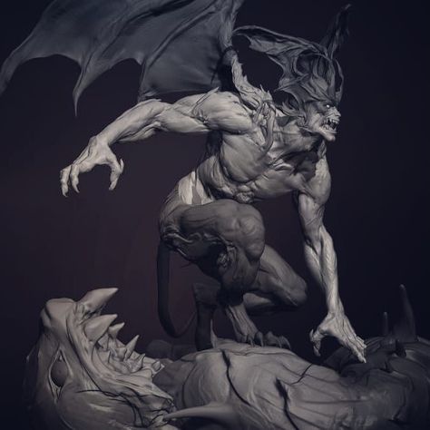 Monster Side View, Demon Poses Reference, Demonic Pose Reference, Creature Poses Reference, Monster Pose Reference, Demon Poses, Demon Pose Reference, Humanoid Creature Design, Monster Poses Reference