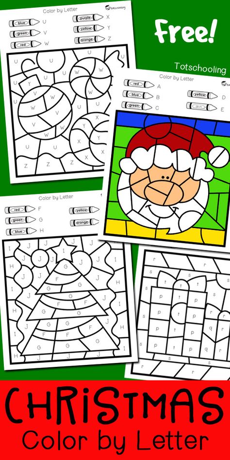 FREE Christmas coloring worksheets to practice alphabet letters, fine motor skills and color words. Great for a fun preschool or kindergarten Holiday activity where kids can color Santa Claus, Christmas tree, an Elf, ornaments and presents! Christmas Color By Letter, Kindergarten Holiday Activities, Color By Letter, Color Words, Coloring Worksheets, Christmas Kindergarten, Presents Christmas, Elf Ornaments, Christmas Color