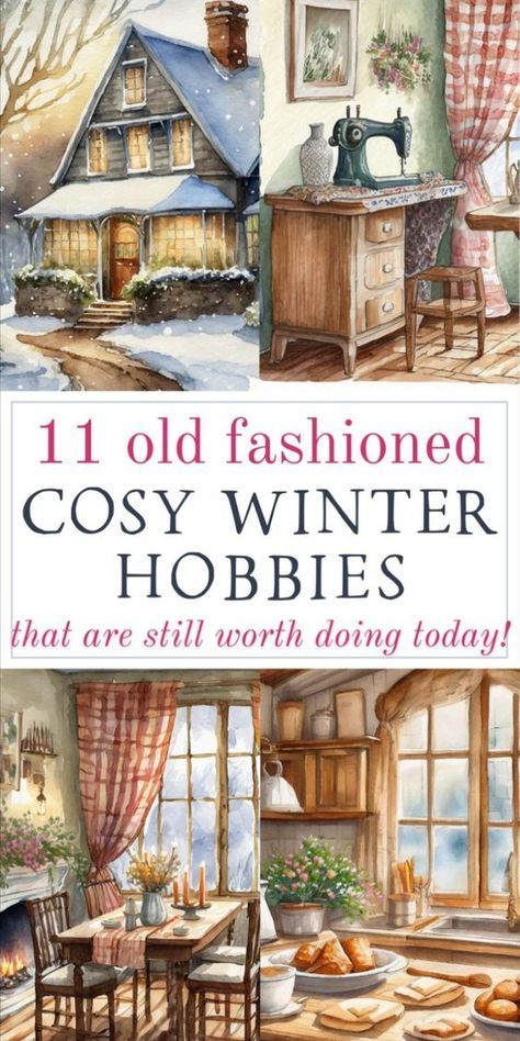 Winter can be a tough time, but it's also a great time to enjoy some cozy and simple hobbies that can make it more enjoyable. I've put together a list of 11 old fashioned hobbies and resources that are perfect for enjoying during the winter. From baking to sewing there's something for every homemaker! Simple Hobbies, Winter Hobbies, Cottagecore Living, Happy Homemaking, Simple Living Lifestyle, Christian Homemaking, Homesteading Diy, Hygge Life, Homesteading Skills