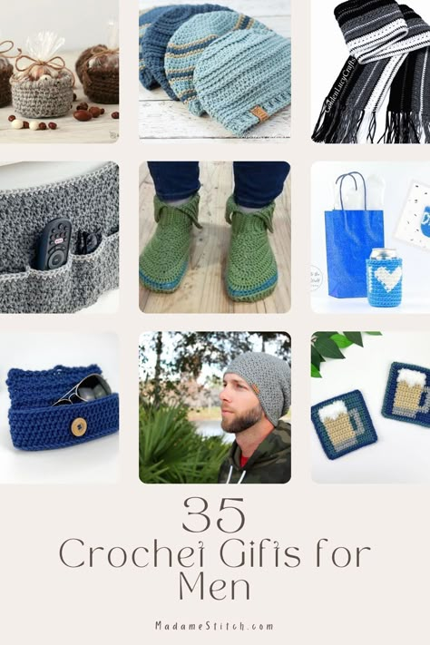 Small Crochet Projects For Men, Crochet Husband Gift, Crochet Ideas For Men Dads, Crochet Gifts For Boys For Men, Crochet Ideas For Men Guys, Manly Crochet Projects, Crochet For Him Gifts For Him, Knitting Gifts For Men, Crochet Men Gifts Ideas