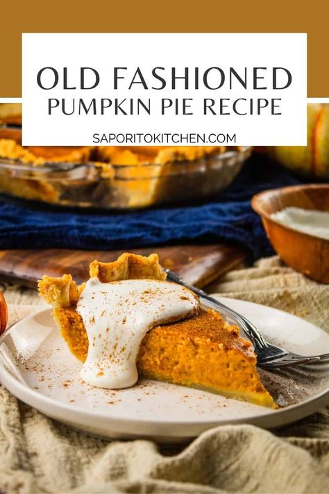 This easy old fashioned pumpkin pie recipe is made from scratch with a creamy homemade filling and the best flaky pie crust. Made with fresh pumpkin puree or canned pumpkin, this recipe is perfect for Thanksgiving and the holiday season! #pumpkinpie #pumpkinpiefromscratch #thanksgivingdesserts Pumkin Pie Recipe, Old Fashioned Pumpkin Pie Recipe, Best Flaky Pie Crust, Pumpkin Pie Crust Recipe, Fresh Pumpkin Pie Recipe, Homemade Pumpkin Pie Recipe, Fresh Pumpkin Puree, Fresh Pumpkin Recipes, Pumpkin Pie Crust