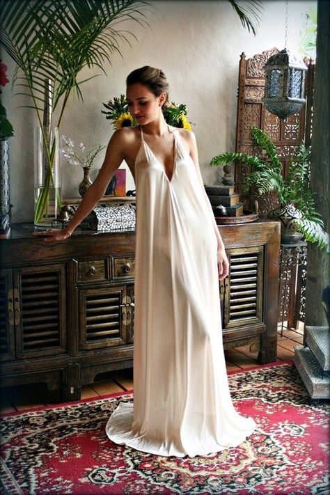 Backless Nightgown, Honeymoon Sleepwear, Wedding Nightgown, Bride Lingerie, Lingerie Bridal, Night Gowns, Satin Kimono, Satin Lingerie, Women's Nightgowns