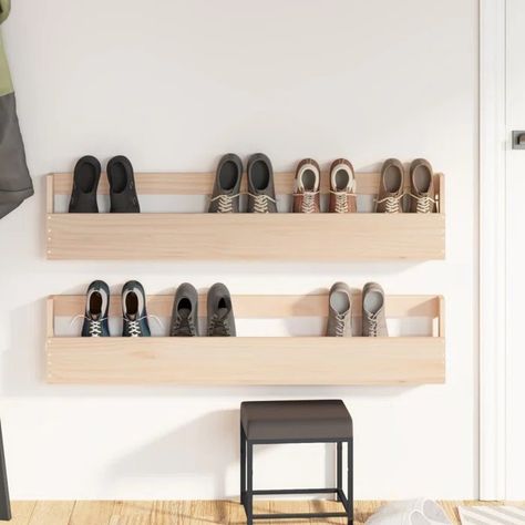 Wall Shoe Rack, Wall Mounted Shoe Storage, Wall Mounted Storage Shelves, Wall Mounted Shoe Rack, Wood Shoe Rack, Wooden Shoe Racks, Shoe Storage Rack, Pine Walls, Shoe Shelves