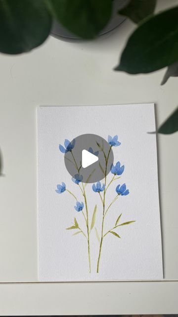 Watercolor For Beginners Tutorials, Watercolour Art For Beginners, Easy Flower Paintings For Beginners, Easy Watercolor Paintings Tutorials, Easy Water Coloring For Beginners, Water Painting For Beginners, Easy Watercolor Flowers, Learning Watercolor, Easy Flower Painting