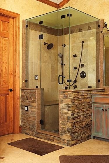 Stone Shower, Bathroom Aesthetic, Shower Tile Designs, Stone Walls, Dream Bathrooms, Shower Stall, Bath Remodel, Shower Design, Style At Home