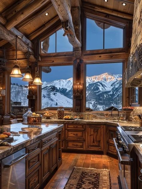 Christmas Lodge Aesthetic, Cabin House Aesthetic Interior, Mountain Lodge House Plans, Log Cabin Interior Ideas, Chalet Style Homes Interior, Cozy Mountain Home, Ski Cottage, Big Cabin, Lodge House