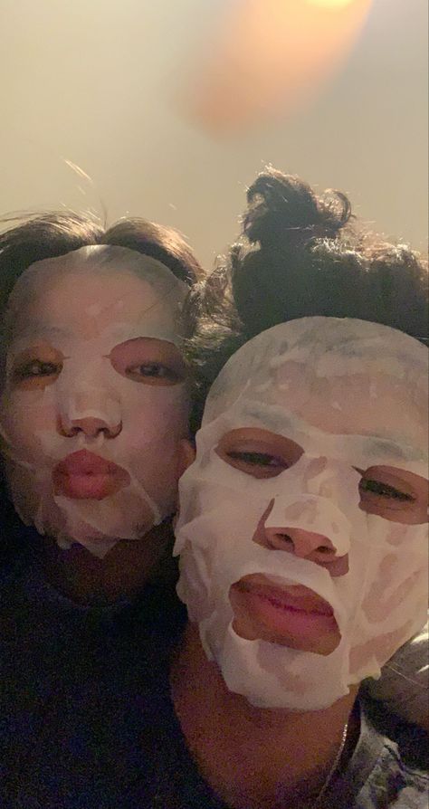 Goofy Girlfriend Aesthetic, Face Mask Photos With Boyfriend, Couples Self Care Aesthetic, Boyfriend Taking Care Of Sick Girlfriend Aesthetic, Couple Self Care Aesthetic, Gf Doing Bf Makeup, Face Mask Couple Pictures, Face Mask Couple Aesthetic, Goofy Relationship Aesthetic