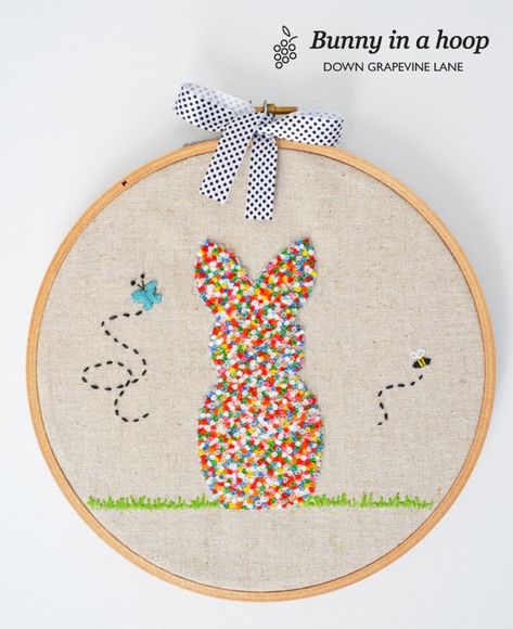 27 Super Cute Free Projects To Sew & Quilt For Easter - Jacquelynne Steves Diy Embroidery Crafts, Easter Embroidery Patterns, French Knot Embroidery, Embroidery Hoop Crafts, Bunny Embroidery, Easter Embroidery, Embroidery Stitches Tutorial, Learn Embroidery, Embroidery Patterns Free