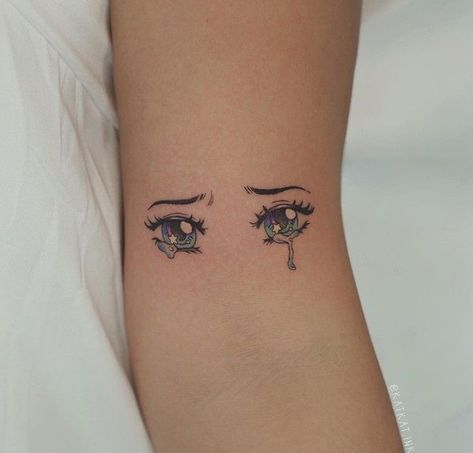 Eyes Arm Tattoo, Anime Eyes Tattoo, Teardrop Tattoo, Eyes Tattoo, Crying Eyes, Mommy Tattoos, Kawaii Tattoo, Fire Tattoo, Red Ink Tattoos